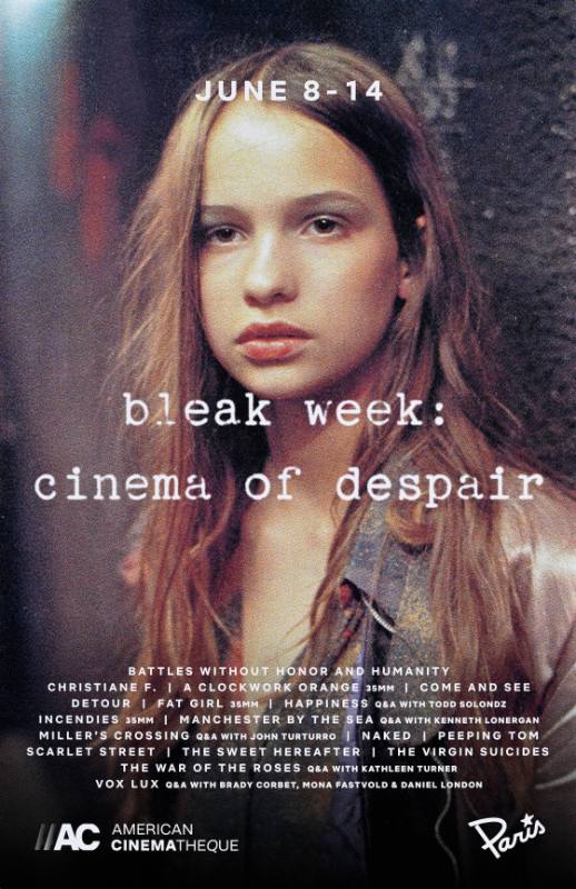 A poster of a sad looking white woman staring at the camera