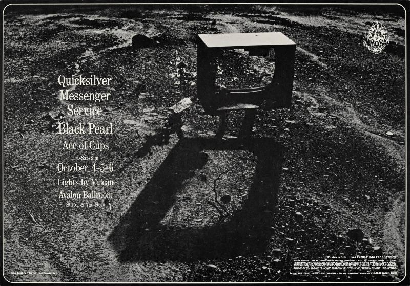 A poster of a black and white photograph with white text over it