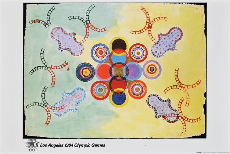 A poster of abstract art on a white background