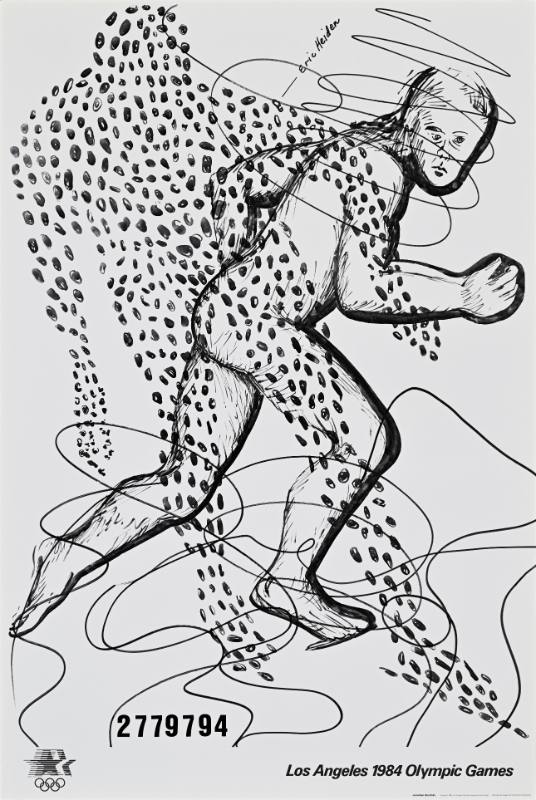 A poster of abstract art on a white background