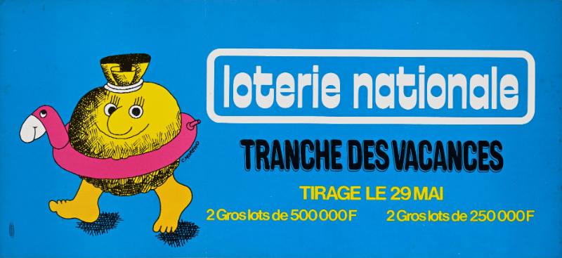 A poster of a bag of money in a flamingo pool floaty