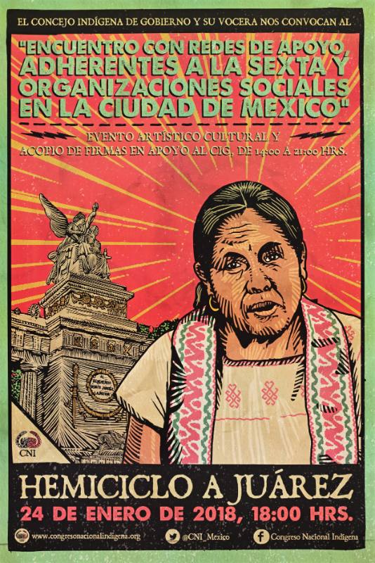 A poster of a woman in embroidered clothes in front of a large gate