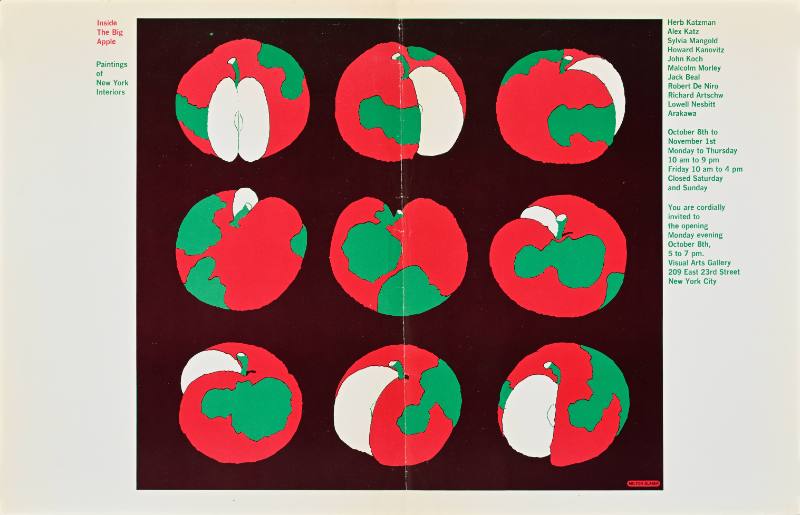 A poster of the earth printed on a series of apples with varying slices taken out of them