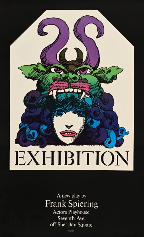 A poster of a horned woman on a black background