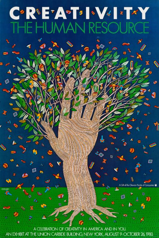 A poster of a hand growing into a tree