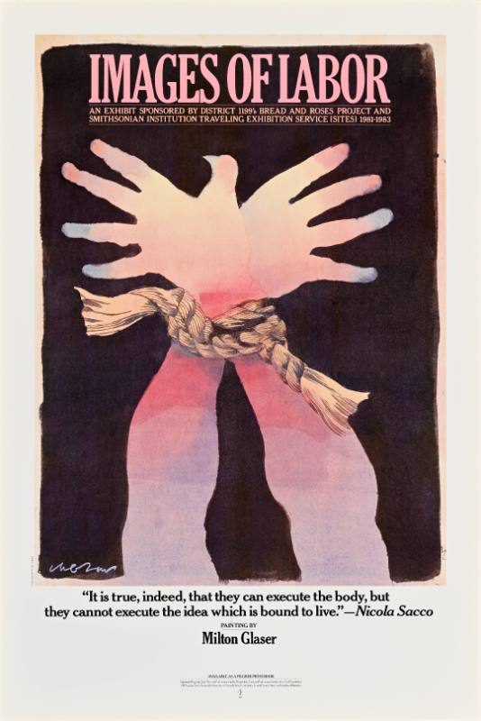 A poster of hands tied together to form the shape of doves