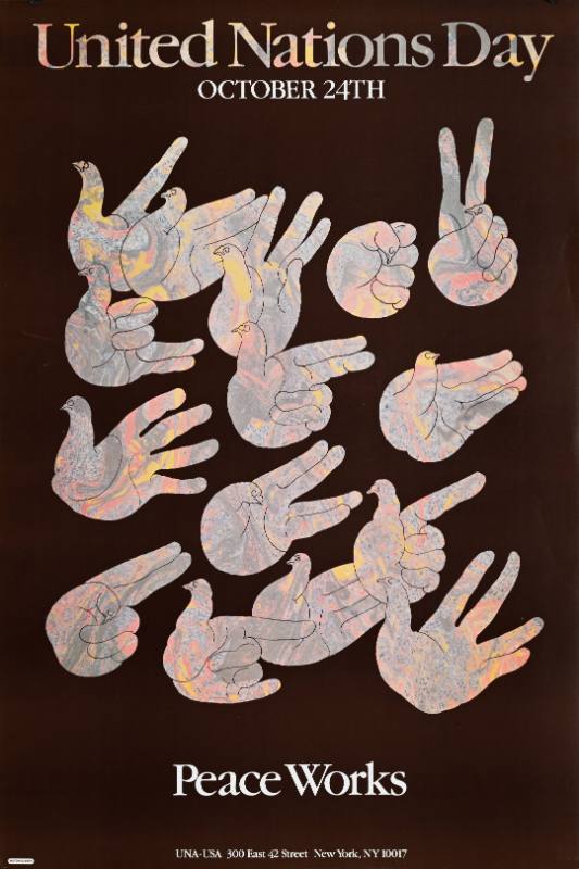 A poster of hands forming the shape of a dove