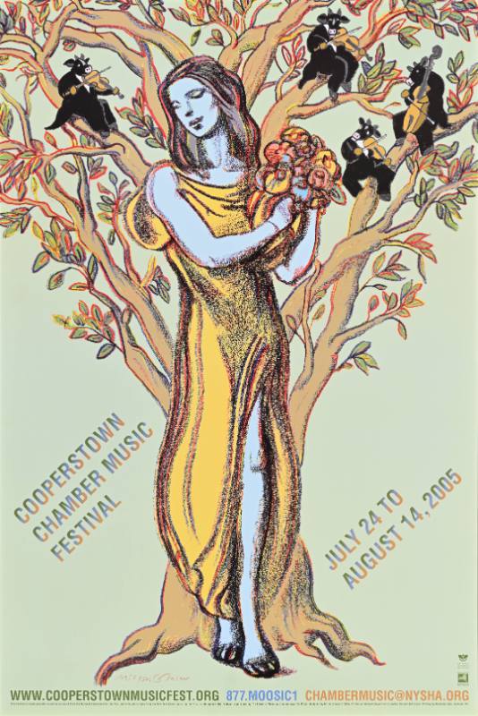 A poster of a woman in front of a tree