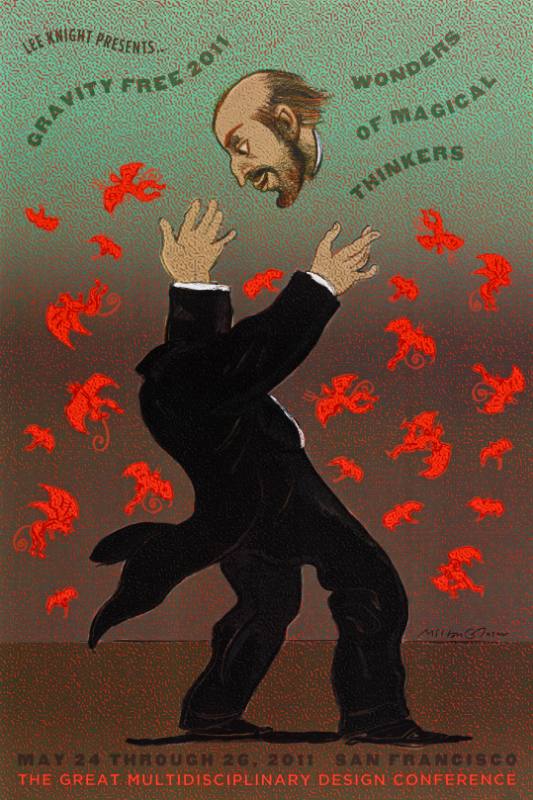 A poster of a man tossing his head in the air