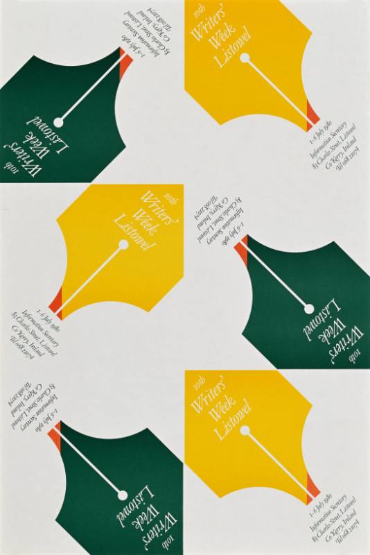 A poster of pen nibs repeated in a grid