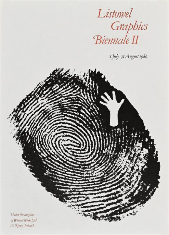 A poster of a fingerprint with a hand coming out of it