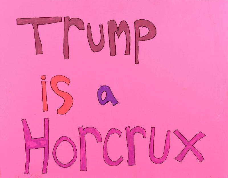 A pink text based poster