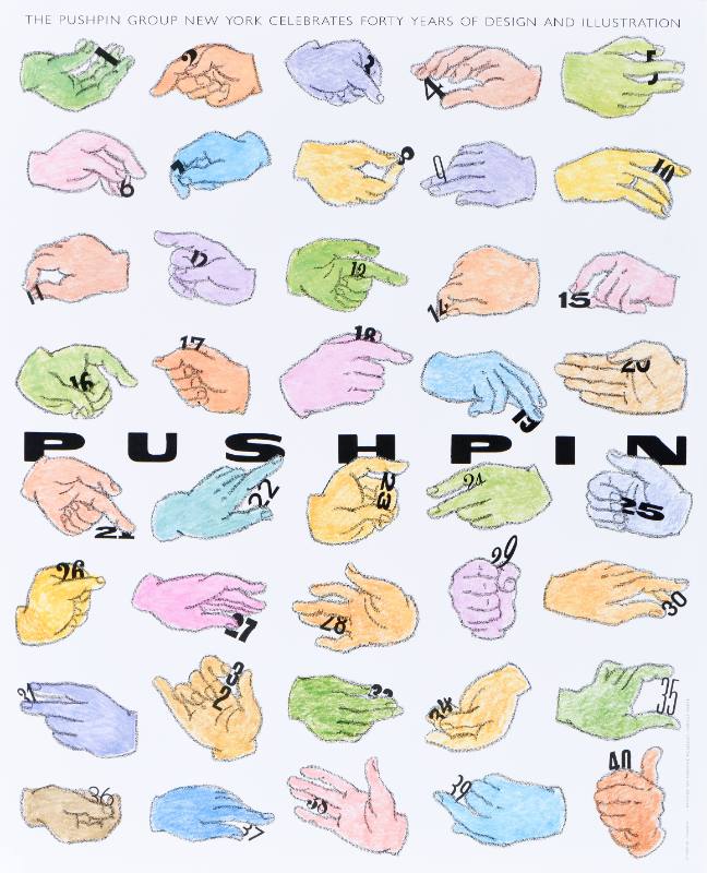 A poster featuring colorful hands each holding, in order, a number from 1 to 40.