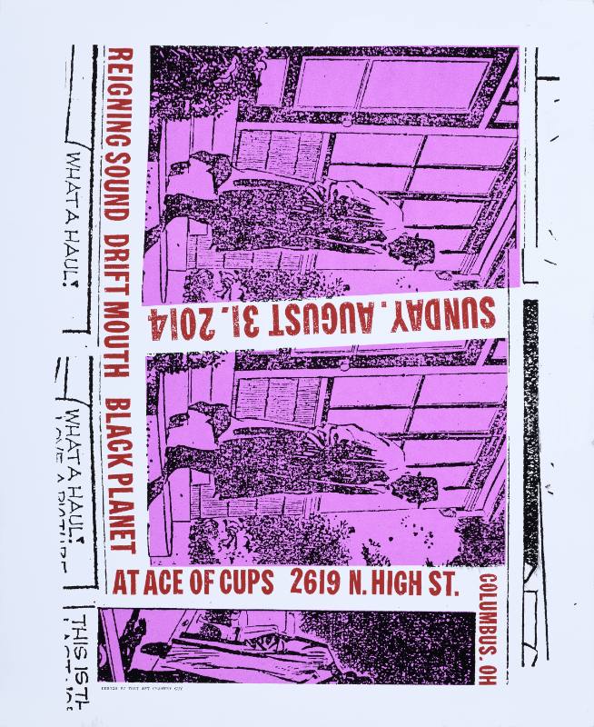 A poster of men on a street.