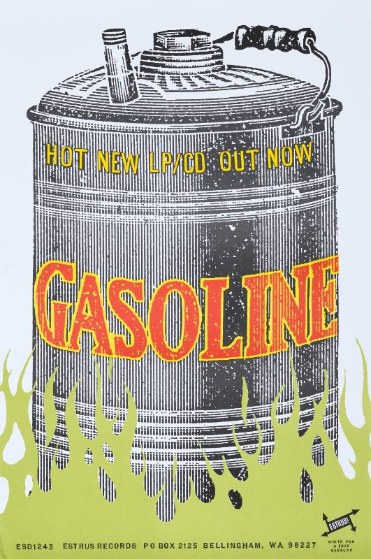 A poster of a gasoline tank on fire.
