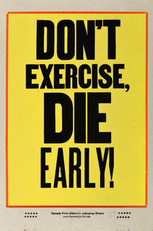 A poster of black texts with different font sizes with a yellow background and a red border.