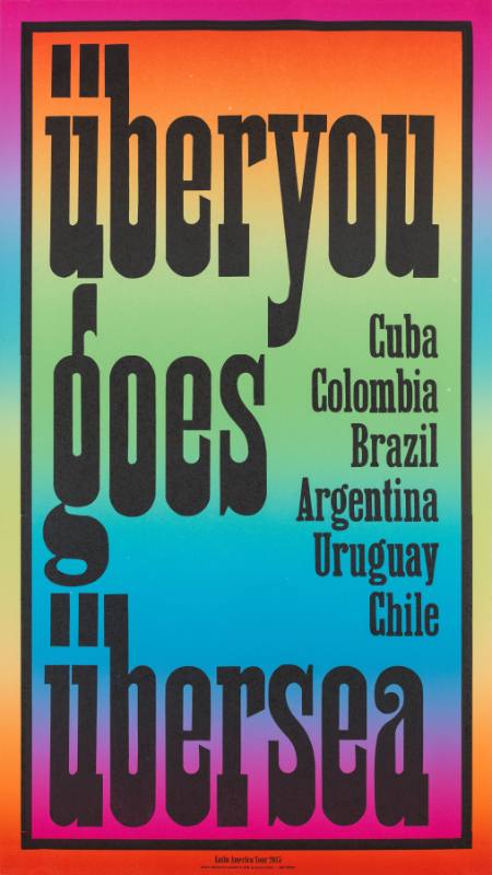 A poster of bold black text over a rainbow ombre background with a rainbow ombre border.