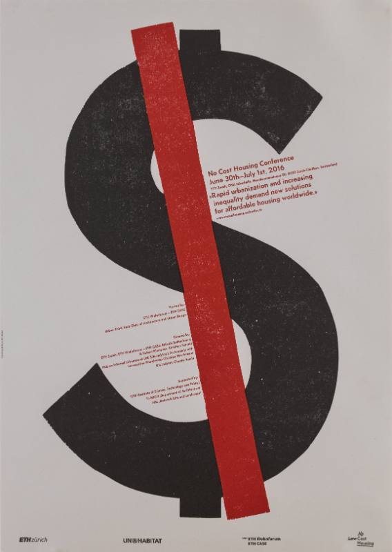A gray poster of a large black dollar sign with an overlay of a leaning red line.